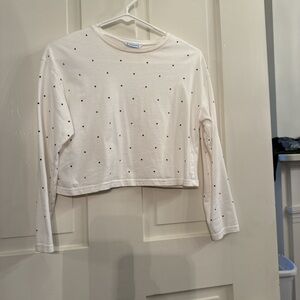 Mayoral Cream Long Sleeve Top with Stud Accents